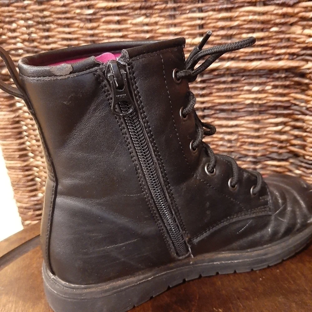 Skechers Boots Girls 3 Black Gravlen Combat Rainbow Kids Grunge Hipster Pride
